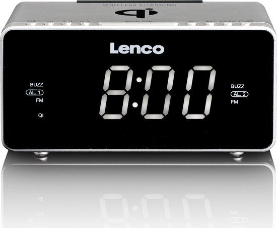 Lenco CR-550SI - Wekkerradio met Qi Wireless Smartphone oplader - Zilver