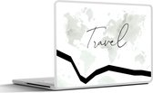 Autocollant pour ordinateur portable - 11,6 pouces - Carte - Monde - Voyage - Zwart - Wit