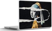 Laptop sticker - 12.3 inch - Meisje met de Parel - Goud - Vermeer - Zwart - Wit - 30x22cm - Laptopstickers - Laptop skin - Cover