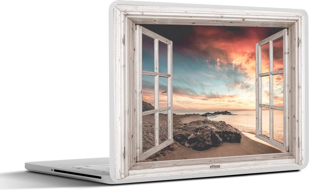 Laptop sticker - 17.3 inch - Doorkijk - Strand - Zee - 40x30cm - Laptopstickers - Laptop skin - Cover