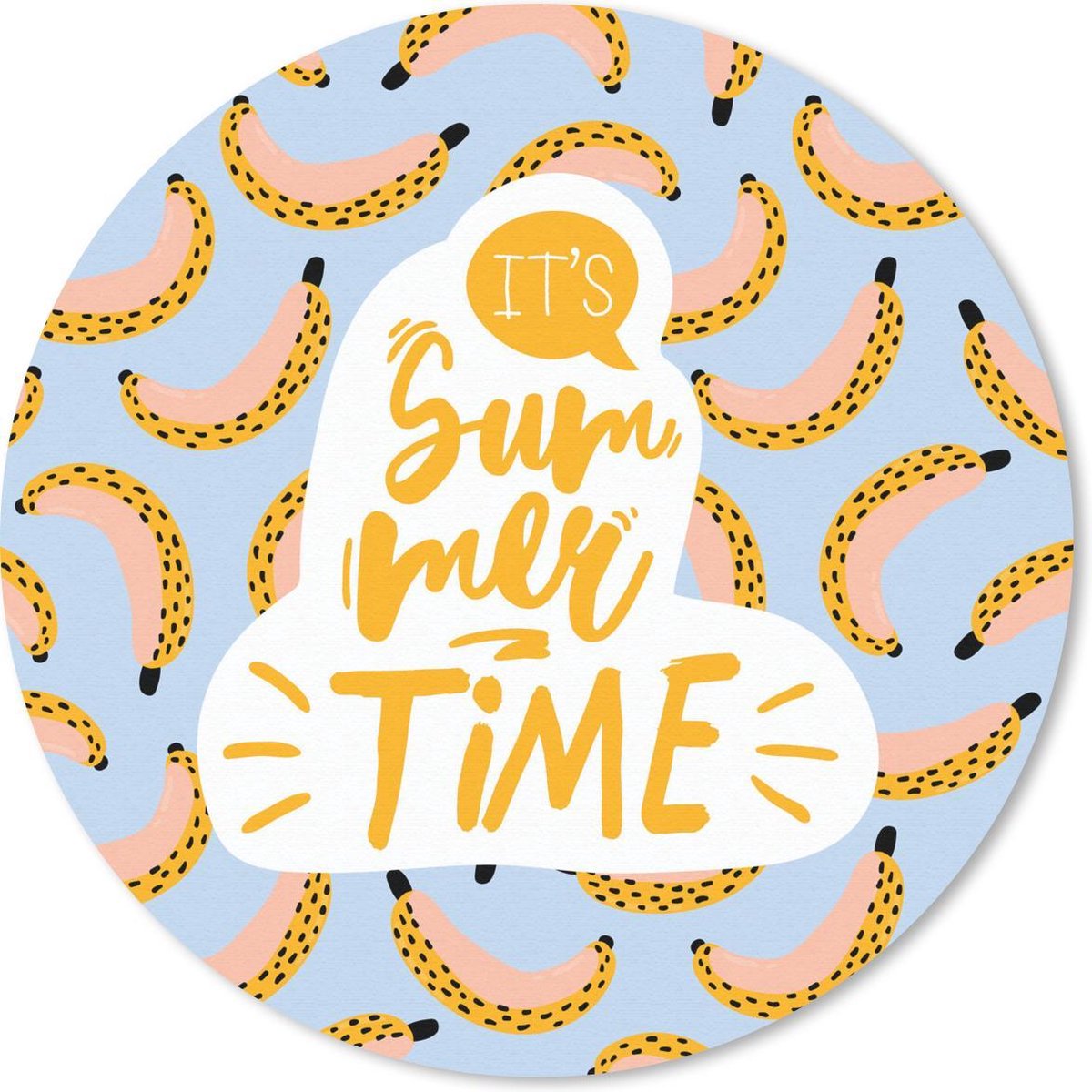 Muismat rond 20x20 cm - Mousepad Zomer - Banaan - Geel - Ronde muismatten