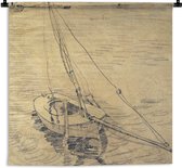 Wandkleed - Wanddoek - Zeilboot op de Seine bij Asnières - Vincent van Gogh - 150x150 cm - Wandtapijt