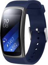 Siliconen Smartwatch bandje - Geschikt voor Samsung Gear Fit 2 / Gear Fit 2 Pro siliconen bandje - donkerblauw - Strap-it Horlogeband / Polsband / Armband