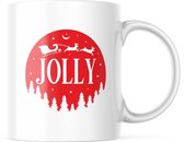 Kerst Mok met tekst: Jolly | Kerst Decoratie | Kerst Versiering | Grappige Cadeaus | Koffiemok | Koffiebeker | Theemok | Theebeker