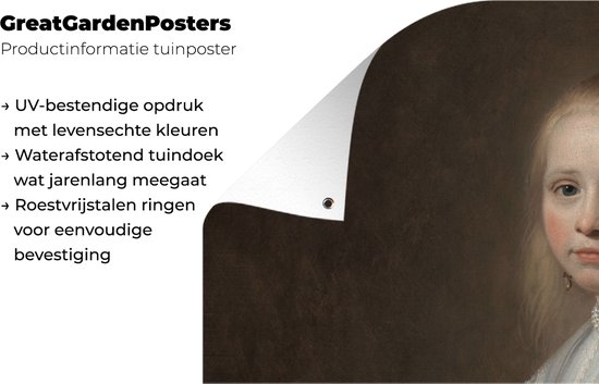 Décoration murale à l'extérieur d'une fille en bleu - Peinture de Johannes Cornelisz. Verspronck - 160x80 cm - Toile de jardin