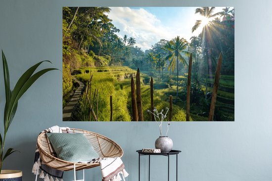 Stickers muraux - Film autocollant - Rizières en terrasse en Indonésie - 120x80 cm - Film adhésif - Stickers muraux chambre enfant - Papier peint autocollant - Papier peint autocollant - Film autocollant