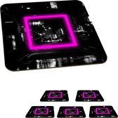 Onderzetters voor glazen - Gaming - Neon - Roze - 10x10 cm - Glasonderzetters - 6 stuks