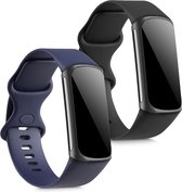 kwmobile 2x armband voor Fitbit Charge 5 - Bandjes voor fitnesstracker in zwart / donkerblauw
