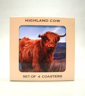 Luxe onderzetters - Set van 4 - Schotse hooglander - Koe - Kurk/kunststof