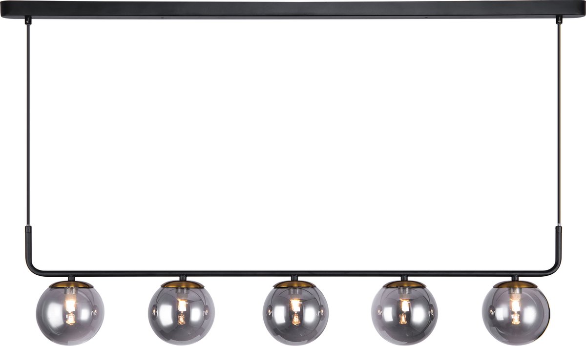 TSURU pendel 5x G9 LED incl. mat zwart/brons