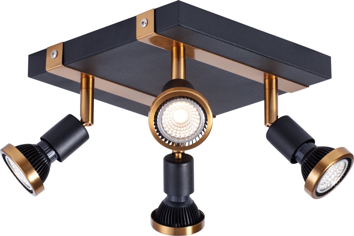 ROBUS 4L sqr GU10 LED 5W dim incl. zwart / brons