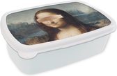 Broodtrommel Wit - Lunchbox - Brooddoos - Mona Lisa - Leonardo da Vinci - Rosegoud - 18x12x6 cm - Volwassenen