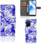 Book Style Case OPPO A16/A16s | OPPO A54s Smartphone Hoesje Angel Skull Blue