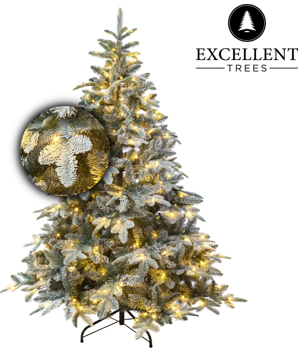 Excellent Trees® LED Otta Witte Kerstboom met Sneeuw en Verlichting 180 cm - Premium kunstkerstboom ⌀114cm - ↕180cm