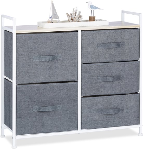 relaxdays commode métal - caisson à tiroirs - commode - paniers gris - système de tiroirs - armoire latérale F