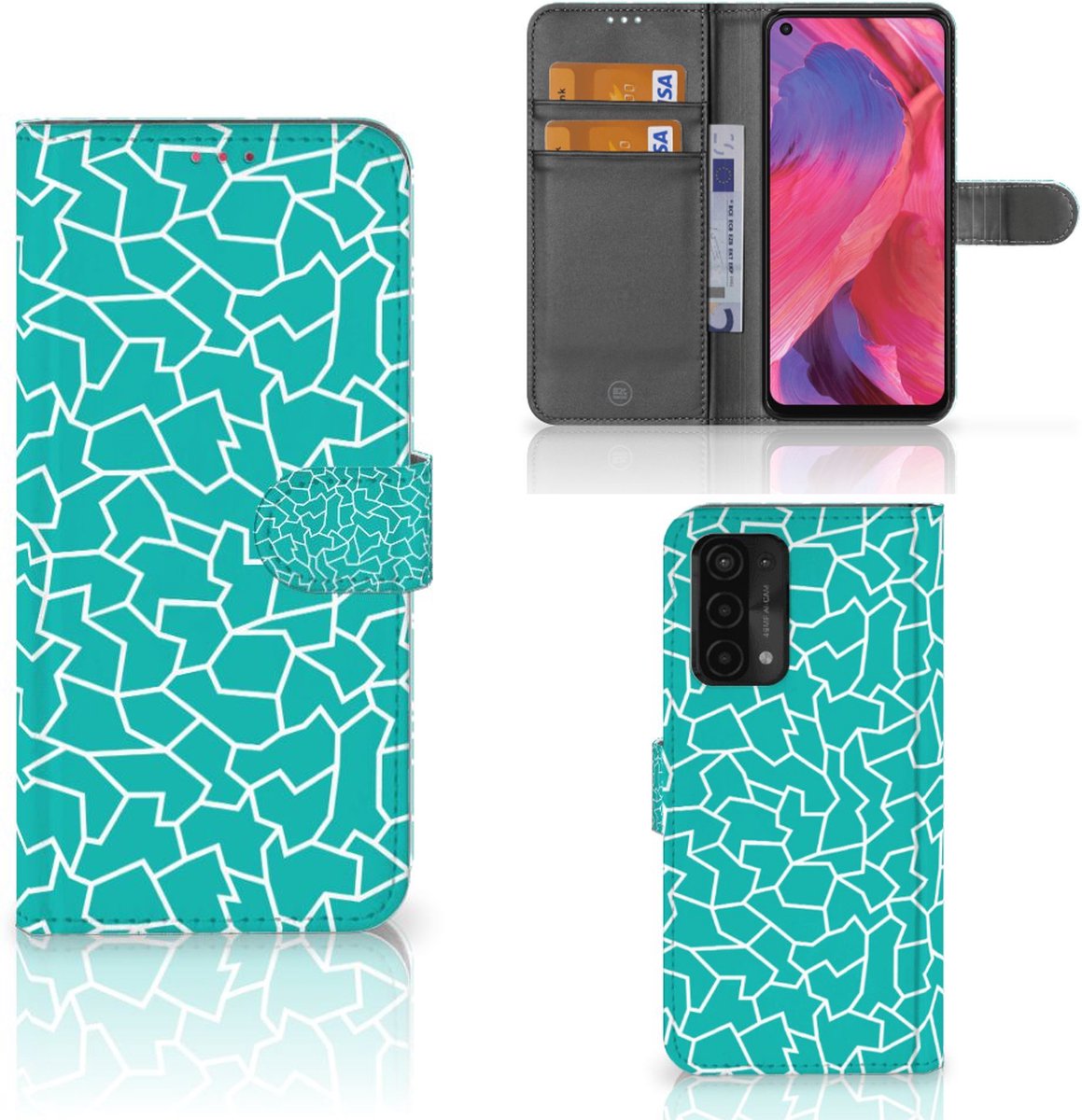 Étui Livre Magnétique Pour Oppo A54 5G Et A74 5G, Similicuir Avec Angle Réglable - Neuf