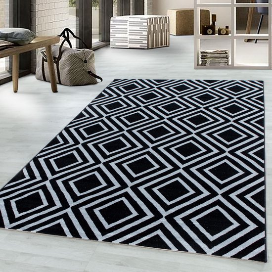 Tapis Design Rhombus Art - noir / blanc 160x230 cm