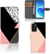 GSM Hoesje OPPO Reno6 5G Bookcase Black Pink Shapes