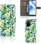Bookcase OPPO A16/A16s | OPPO A54s GSM Hoesje Orchidee Groen