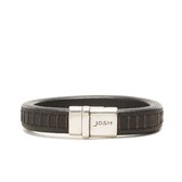 Josh Heren Armband Leer;Metaal  -  ZilverkleurigZwart