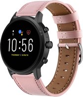 Leer Smartwatch bandje - Geschikt voor  Fossil Gen 5 bandje leer - roze - Strap-it Horlogeband / Polsband / Armband