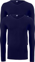 ALAN RED T-shirts Oslo (2-pack) - V-hals lange mouw stretch - donkerblauw -  Maat: M