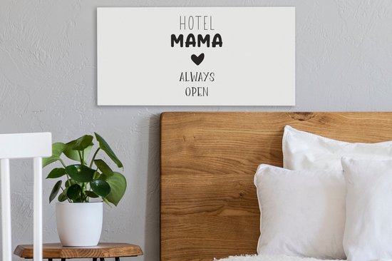 Toile Peinture Mug Fête des Mères - Hotel Maman - Wit - 40x20 cm - Décoration murale