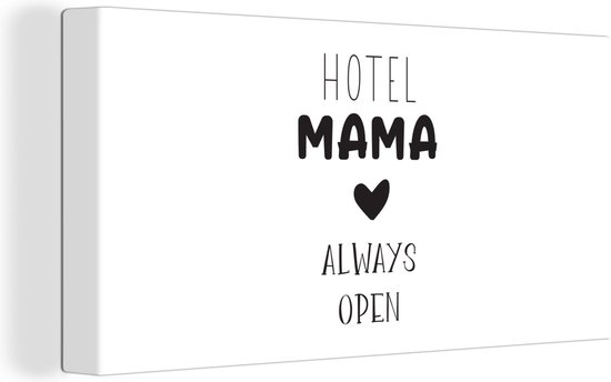 Toile Peinture Mug Fête des Mères - Hotel Maman - Wit - 40x20 cm - Décoration murale
