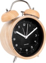 Alarm clock Classic Bell wood w. black dial, BOX32
