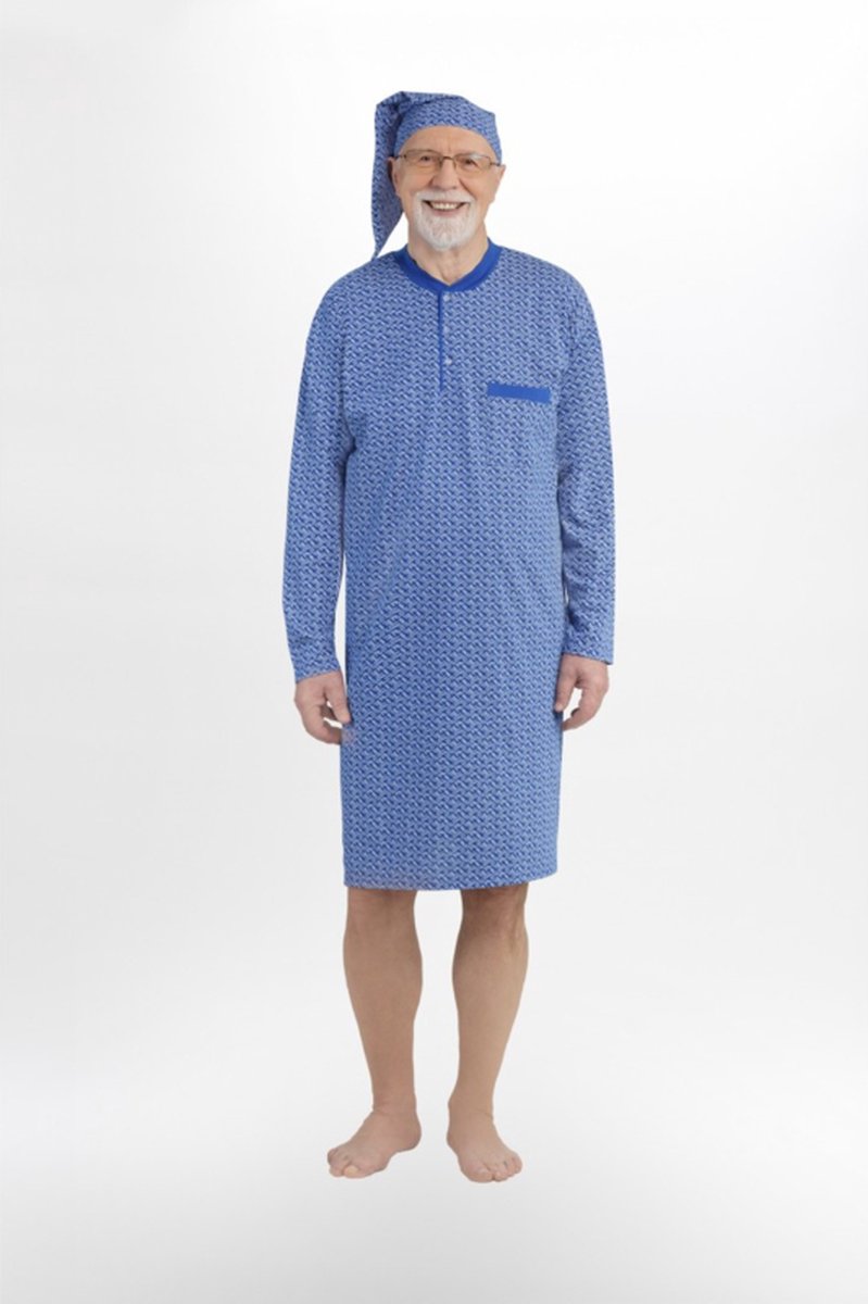 sesto senso Heren nachthemd met slaapmuts lange mouwen slaaphemd pyjama hemd lang, wijnrood met geruite details, L sesto senso Heren nachthemd met slaapmuts lange mouwen slaaphemd pyjama hemd lang, wijnrood met geruite details, L