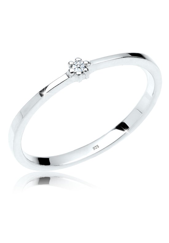 Elli Dames Ringen Dames Verlovingsring met Diamant in 925 Sterling Zilver (0.015 ct.)