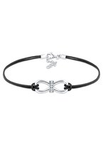 Elli Dames Armband Dames Leder Infinity met Kristallen in 925 Sterling Zilver