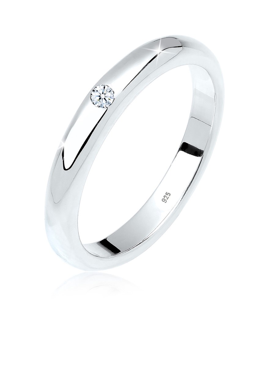 Elli PREMIUM - Ring - Dames eenzaam klassiek met diamant (0.03 ct.) in 925 sterling zilver - Dames