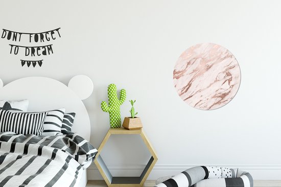 Cercle mural - Plastique - Marbre - Wit - Rose - ⌀ 30 cm