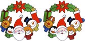 2x stuks kerst raamstickers kerstkrans met kerstman plaatjes 30 cm - Raamdecoratie kerst - Kinder kerststickers