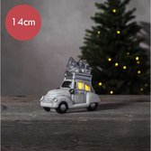 Auto met LED verlichting op batterijen -14cm  -lichtkleur: Warm Wit -Werkt op batterijen -Met timer functie -Kerstdecoratie
