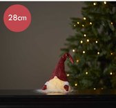 Kerstkabouter rood met LED verlichting - 28 cm
