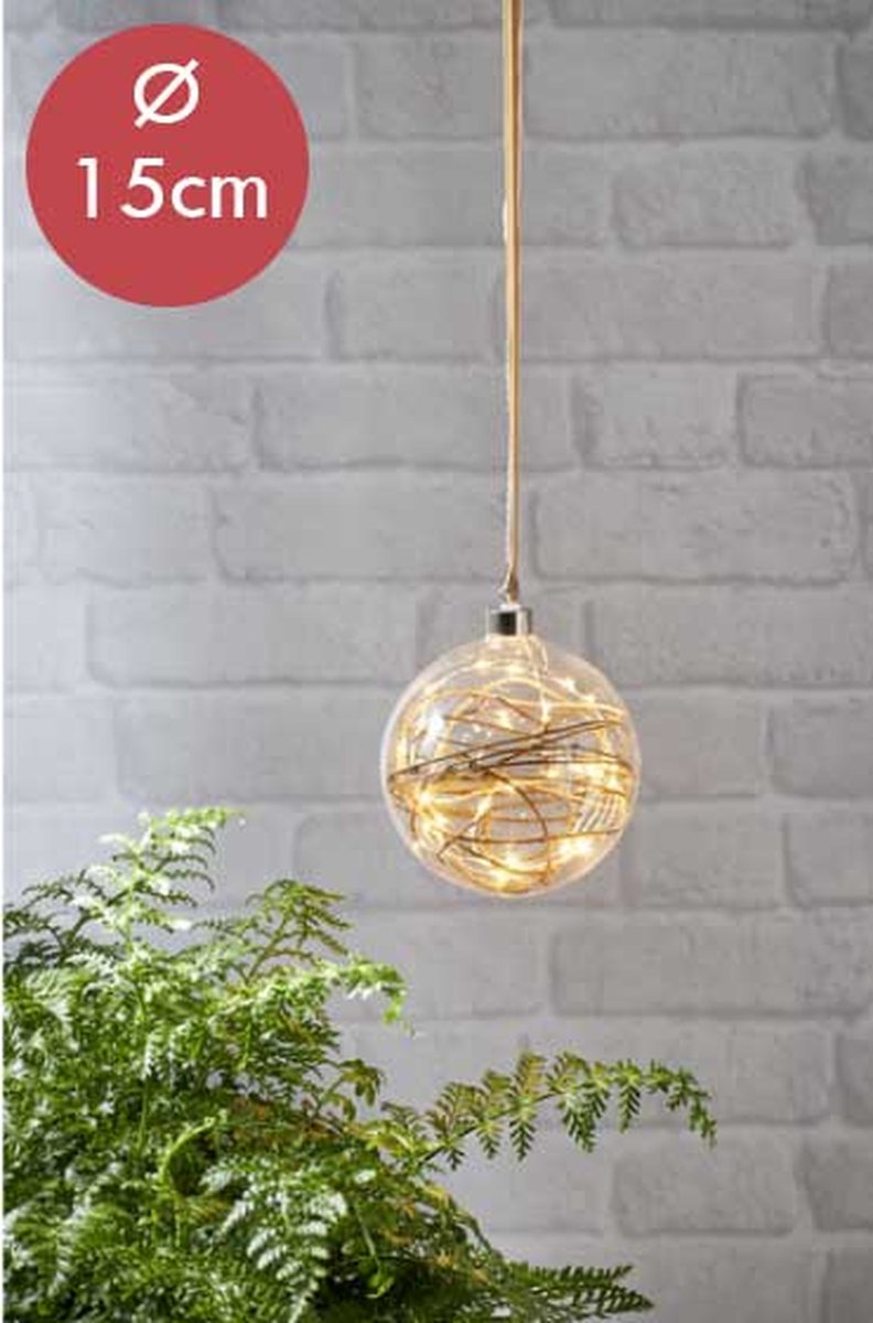 Kerstbal met twijgen - 30 LED lampjes - 15cm - helder