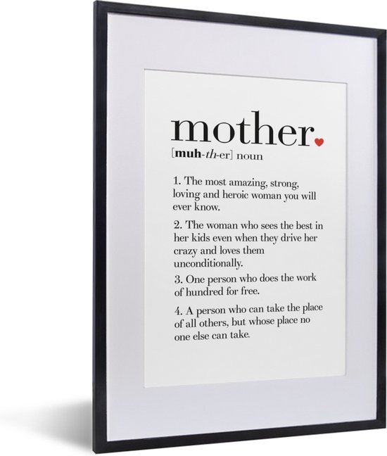 Photo encadrée - Beau cadeau pour maman - texte avec définition Cadre photo  Mother... | bol.com