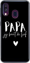 Geschikt voor Samsung Galaxy A40 hoesje - Spreuken - Papa jij bent zo lief - Papa - Quotes - Siliconen Telefoonhoesje