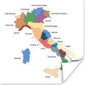Kaart met de regio's van Italië 30x30 cm - Foto print op Poster (wanddecoratie woonkamer / slaapkamer)