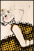 JUNIQE - Poster met kunststof lijst Current -13x18 /Geel & Ivoor