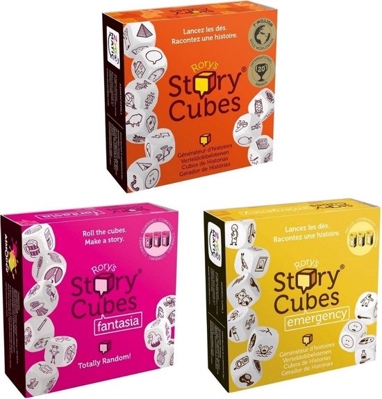 Afbeelding van het spel Spellenbundel - Dobbelspel - 3 Stuks - Rory's Story Cubes Fantasia, Emergency & Original