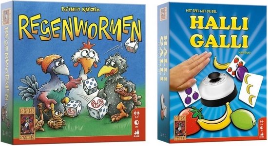Spellenbundel - Dobbelspel - 2 Stuks - Regenwormen & Halli Galli - 999 Games
