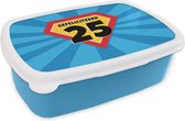 Broodtrommel Blauw - Lunchbox - Brooddoos - Verjaardag cadeau - 25 jaar - Superheld - 18x12x6 cm - Kinderen - Jongen