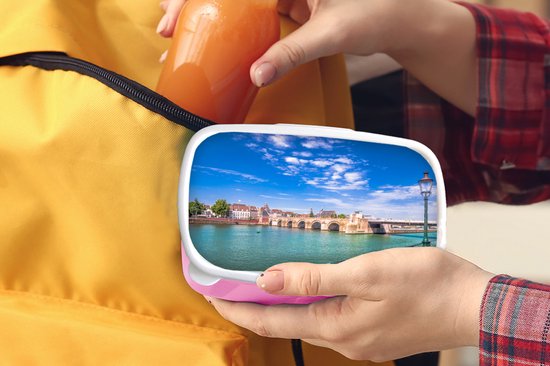 Breadbox Pink - Lunchbox - Breadbox - Maastricht - Bridge - Pays- Nederland - 18x12x6 cm - Enfants - Fille