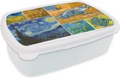 Broodtrommel Wit - Lunchbox - Brooddoos - Van Gogh - Collage - Oude Meesters - 18x12x6 cm - Volwassenen