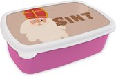 Broodtrommel Roze - Lunchbox - Brooddoos - Sinterklaas - Chocolade - Sint - Kinderen - Jongens - Meisjes - Kindje - 18x12x6 cm - Kinderen - Meisje