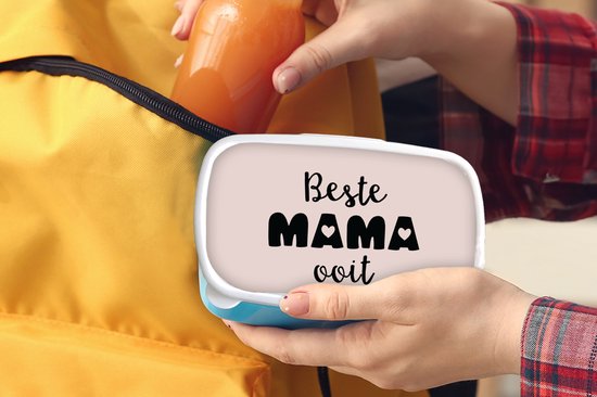 Lunch box Blauw - Lunch box - Boîte à pain - Maman - Proverbes - Best mama ever - Citations - 18x12x6 cm - Enfants - Garçon