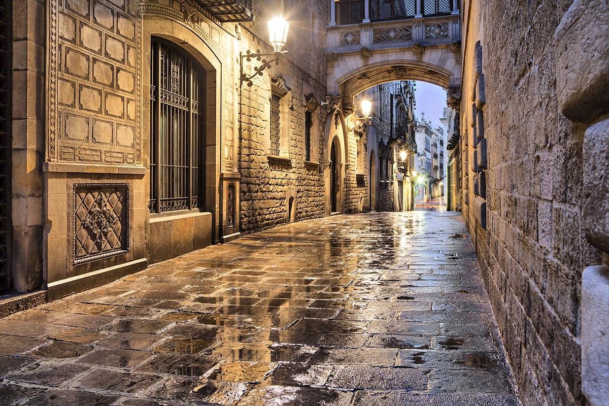 The streets of barcelona – 90cm x 60cm - Fotokunst op Plexiglas - Incl. blind ophangsysteem en 5 jaar garantie